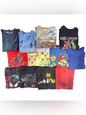 Bundle of 12 graphic tees for kids Boy’s size 7-8 (small-medium) | J-b1